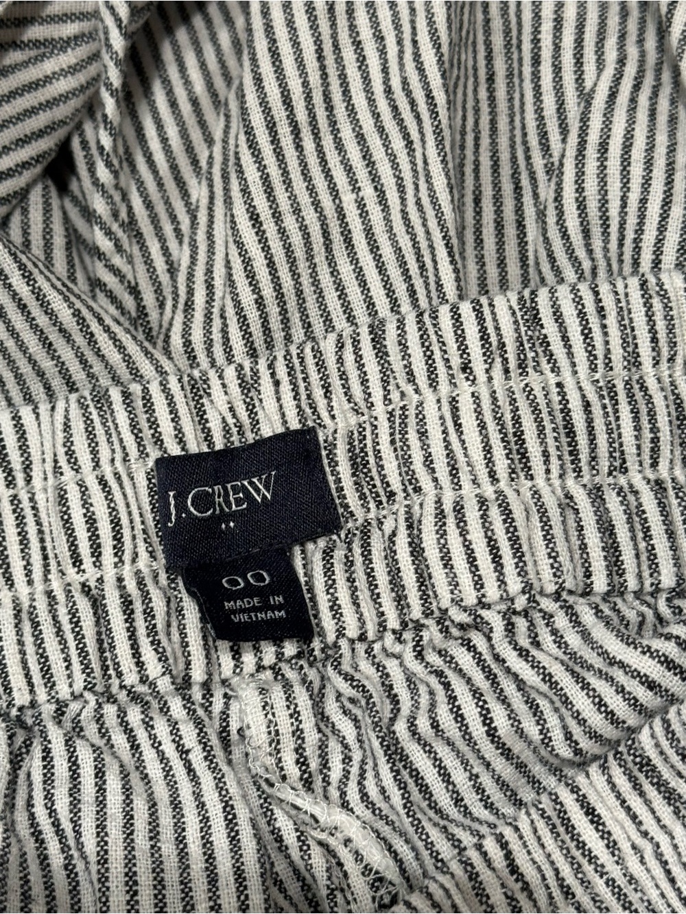 J.crew  Cotton Pull On Drawstring Pants Black Cream Stripe 00